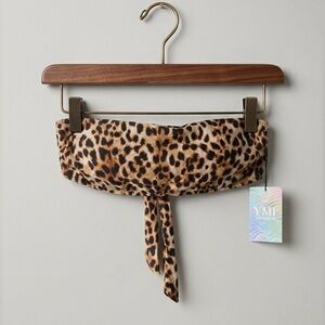 NWT• YMI Swimwear Leopard Print Bandeau Bikini Swim Top Size Medium